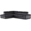 CAVADORE Divano angolare in vera pelle Valerie con pouf/divano angolare con regolazione testiera + piedini in metallo / 272 x 73 x 226 / pelle nera
