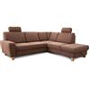 CAVADORE Wisconsin - Divano ad angolo con 2 poggiatesta, stile rustico, gambe in legno di faggio, microfibra effetto pelle, dimensioni: 248 x 88 x 215 cm (L x A x P), colore: grigio scuro