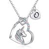 TINGN Collana Regali Unicorno per Ragazze Donna, Ciondolo Cuore Oro Bianco Collane Unicorno per Ragazze Donna Catena con Lettera O Collana Unicorno Gioielli Regali Unicorno per Ragazze Donne