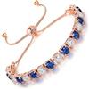 LOVANS Bracciale Tennis Donna Oro Rosa, Braccialetto con Zirconi, Idee Regali Natale Regalo Gioielli per Mamma Ragazza Sorella Fidanzata, Adatto per Polsi 8-22 cm [Blu&Bianco,5MM]