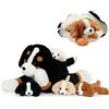 MorisMos Peluche Cane Grande, 60 cm Mamma Peluche Gigante Cane con 4 Kawaii Cane Baby Piccolo Realistico Nero Animali di Peluche Giocattolo Regalo per Fidanzate Bambini Compleanno Natale Deco