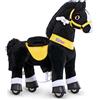 PonyCycle Essenziale Modello E Peluche Cavallo a Dondolo per Bambini Pony che Cammina Cavalli Cavalcabili con Ruote (con Freno/Taglia 3 per 3-5 Anni) Regalo Bambina Cavallo Nero- E338