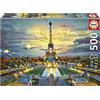 Educa - Torre Eiffel | Puzzle da 500 pezzi. Misura: 48 x 34 cm. Include colla FIX puzzle. Da 11 anni (19621)