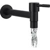Fine jade2 Rubinetto per acqua fredda, montato a parete, in acciaio inox, per acqua fredda, rubinetto per acqua fredda, rubinetto lungo a parete, per bagno, lavabo, balcone, cucina (nero)