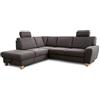 CAVADORE Wisconsin - Divano ad angolo con 2 poggiatesta, stile rustico, gambe in legno di faggio, microfibra effetto pelle, dimensioni: 248 x 88 x 215 cm (L x A x P), colore: grigio scuro