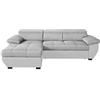 Mivano Cotta Rec/BK-2F Divano ad Angolo, Seduta + Schienale: Tessuto Strutturato, 100% Pelle Sintetica PU, 64% Poliuretano, 25% Poliestere, 11% Cotone, 170 x 267 x 79 cm, Grigio/Verde Militare