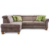 CAVADORE Ammerland - Divano angolare in stile country con poggiatesta regolabile, 245 x 84 x 194, effetto pelle, colore: Marrone chiaro