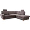 CAVADORE Wisconsin - Divano ad angolo con 2 poggiatesta, stile rustico, gambe in legno di faggio, microfibra effetto pelle, dimensioni: 248 x 88 x 215 cm (L x A x P), colore: grigio scuro