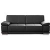 Cavadore Corianne - Divano a 3,5 posti con rivestimento in vera pelle e design moderno, con braccioli regolabili, 248 x 80 x 99 cm, colore nero