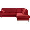 CAVADORE Belfast - Divano ad angolo destro con ottomana, angoli imbottiti con molle insacchettate, 243 x 88 x 218, microfibra, colore: Rosso scuro