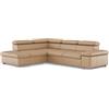 CAVADORE Divano angolare in vera pelle Valerie con pouf/divano angolare con regolazione testiera + piedini in metallo / 272 x 73 x 226 / pelle beige