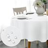 WELTRXE Tovaglia in Poliestere con Effetto Loto, 120 cm Imitazione Lino Impermeabile, Lavabile, Tovaglia Rotonda Bianca per Tavolo da Pranzo, Casa, Matrimonio, Festival