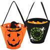com-four® 2X Borsa di Halloween - Borsa per Raccogliere Dolci - Borsa per Portare Caramelle in Feltro - Borsa Regalo con Motivi Spaventosi Bambino (02 Pezzi - Nero + Arancione)