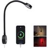 Obeaming Lampade da Lettura LED 12V Camper Barca con Caricatore USB& Luce Notturna Rossa 254lm Spot da Parete da Comodino, Per Caravan Furgone Van, Dimmerabile 24VDC Flessibile a Collo di Cigno