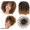 hair beauty Jamaican Bounce wand curl - extension per trecce a crochet capelli dall' aspetto naturale - Kanekalon 60 ciocche 240 grammi divisi in 3 pezzi + 3 accessori in omaggio (T27, 20cm 8)
