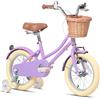 Glerc 18 pollici bici per bambine per 5 6 7 8 anni bambine stile retrò vintage con cestino ruote di allenamento e campanello, pesca