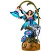DRW Figura Fata NINFA Blu con luce su un Fiore di Resina Dipinto a Mano 8x10x22 cm