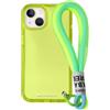 case&me cover con laccetto Urban per iPhone 14 Plus, laccio multiuso rimovibile, cover trasparente colorata, cover fashion, giallo