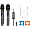 Audibax Missouri Free Hand Dual UHF - Sistema Microfonico Dinamico - Microfono Wireless con Trasmissione Segnale RF - Ricevitore con 8 Ore di Autonomia - Ricaricabile con USB Type C
