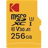 Kodak - Scheda Micro SD 256 GB UHS-I U3 V30 A1 microSDHC/XC - Scheda di memoria Micro SD - Velocità di lettura 95 MB/s Max - Velocità di scrittura 85 MB/s Max - Archiviazione aggiuntiva Dispositivi