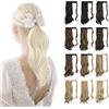 Sofeiyan Extension Capelli Veri Ricci 38 cm Lungo Coda di Cavallo Parrucchino Sintetico Wrap Ponytail Extensions Clip Posticci per Capelli per Donne-Bianco