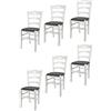 t m c s Tommychairs - Set 6 sedie modello Cuore per cucina bar e sala da pranzo, robusta struttura in Legno di faggio laccato bianco e seduta rivestita in pelle artificiale colore grigio scuro