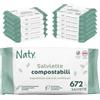 Naty Salviettine per Neonati e Bambini, 98% Acqua, 672 pezzi (12 conf.) | Ipoallergeniche e Naturali per Pelli Sensibili, Salviette 100% senza plastica, Senza profumo, di origine vegetale