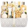 SPA LUXETIQUE Set regalo per fidanzata - 12 pezzi, profumo di vaniglia con sali da bagno, bombe, gel doccia, crema per le mani, turbante per capelli con bottone, Natale Regalo Festa della Mamma
