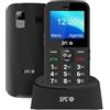 SPC Fortune 2 - Telefono cellulare per Anziani con Tasti Grandi, Tasto SOS, Funzione da Remoto, Volume Alto, configurazione remota, Dual SIM, Base di Ricarica, USB-C, Nero