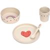 LÄSSIG Set di stoviglie per bambini, piatto ciotola tazza cucchiaio, senza BPA/Dish Set PP/Cellulose Happy Rascals Heart lavender