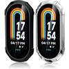Simpeak 2 Pezzi Cover Compatibile con Xiaomi Band 8, Custodia Caso con Vetro Temperato HD Pellicola Protettiva per Mi Smart Band 8, Anti-Graffio, Full Protezione, Trasparente, Nero