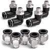 Bwintech 10 pezzi tubo da 4 mm a 1/8 filettatura BSP maschio dritto e gomito a 90 gradi spingere in collegamento raccordo pneumatico, PL4-01/PC4-01 adattatore linea aria a sgancio rapido