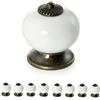 Ganzoo pomelli per mobili in porcellana/ceramica, bianco, set da 8, rotondi diametro 32mm profondita 23mm, superficie lucida, per cassettiere e ante armadio, comode, credenze, restauro e upcycling