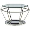 Menzzo Aston Tavolo, Inox, Vetro, argento, L80 x P80 x H45 cm