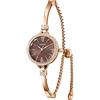 TIME100 Orologio Donna Bracciale al Quarzo Analogico Elegante Moda con Quadrante Rotondo Cinturino Bracciale Tempestato di Diamanti Impermeabile(Marrone)