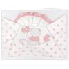 Andy & Helen Completo lenzuolo culla/carrozzina ricamato + sotto con elastici e federa, ROSA