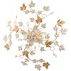Be-Light Plafoniera Shabby Edera 4 Luci Ferro Battuto Avorio Oro Con Foglie E Cristalli