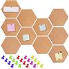BAKAJI Set 10 PZ Bacheca Lavagna di Sughero Esagonale Adesiva Decorazione Casa Arredamento Ufficio Design Moderno per Parete Muro Con Puntine Dimensione 15x17 cm