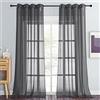 PONY DANCE Tende Moderne per Soggiorno Tende Effetto Lino con Anelli per Salotto Eleganti Decorazione Voile Curtains per Interni 2 Pezzi 140x245 CM, Grigio Scuro
