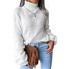 NLAND Maglione Donna Invernali Collo Alto Manica Lunga Casual Pullover Solido Maglione Lavorato a Maglia Knitted Bluse Moda per Autunno Natale(Bianco-1,L)
