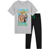 Disney Pigiama Bambino - Pigiama Ragazzo a Maniche Corte e Pantalone Lungo 7-14 Anni - Pigiama Baby Yoda Idea Regalo (Nero/Grigio, 9-10 Anni)