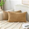 EMEMA Fodere Cuscini in Velluto a Coste Confezione da 2 Decorative Federe Morbido Copricuscini Cuscino Moderne Comodo Robusto per Camera da Divano Letto 30x50cm Cachi