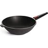Woll Nowo Il 11030 - Padella Wok in Titanio, Diametro 30 cm, Altezza 10 cm, con Manico Rimovibile Adatto a Piani elettrici