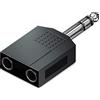 cablepelado - Adattatore audio stereo 2 x jack 6.35/H - Jack 6.35/M nero