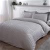 Sleepdown Set di biancheria da letto con federe trapuntate a righe Nordic Geo Grey Soft Cosy Easy Care - Matrimoniale (200 x 200 cm)