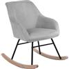 BAKAJI Poltrona Sedia Dondolo Relax Tessuto e Metallo Imbottita Design Moderno Grigio