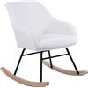 BAKAJI Poltrona Sedia Dondolo Relax Tessuto e Metallo Imbottita Design Moderno Crema