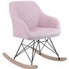 BAKAJI Poltrona Sedia Dondolo Relax Base Slitta Scandinavo Imbottita Design Unic Rosa