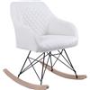 BAKAJI Poltrona Sedia Dondolo Relax Base Slitta Scandinavo Imbottita Design Unic Crema