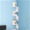 BAKAJI Libreria Scaffale Mensole Parete Angolare Moderna 5 Ripiani ad Angolo Bianco